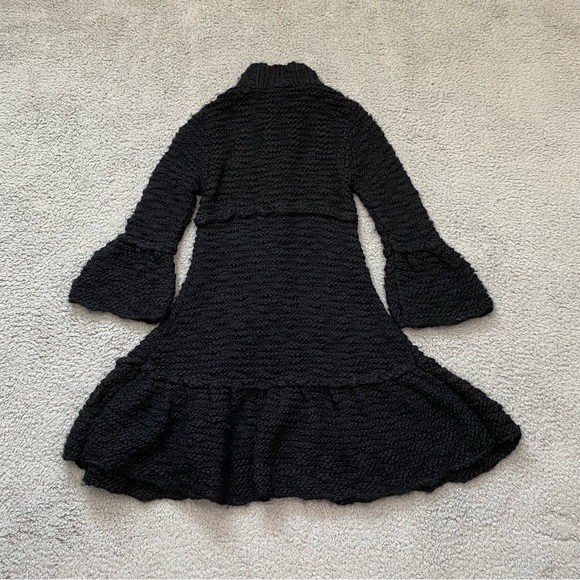 Free People Cardigan Sweater Womens XS Black Crochet Knit Wool Blend Bell Cuffs - Picture 10 of 13